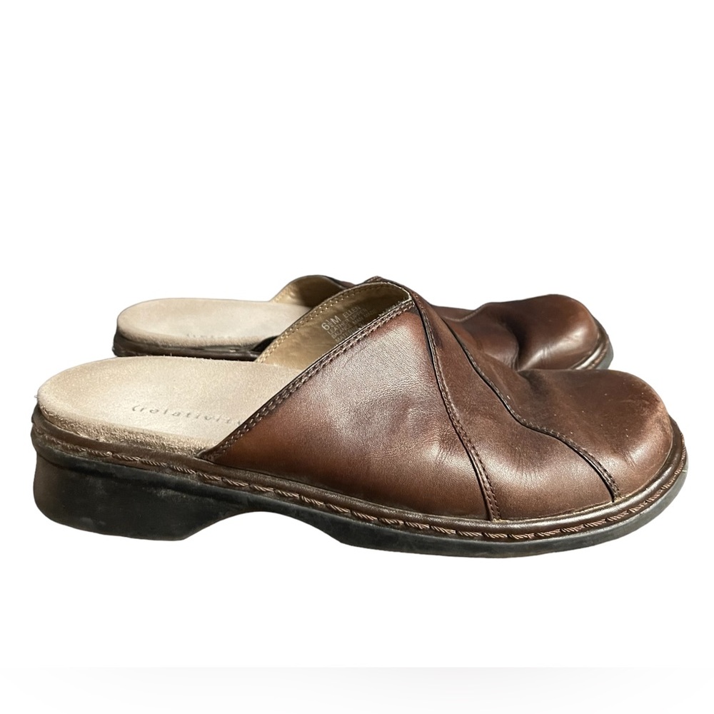 Relativity Ellen‎ Brown Leather Mule Clog 6.5 M